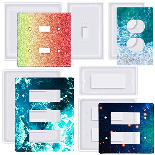 Moukiween Light Switch Cover Resin Mold, 6Pcs Silicone Molds for Standard Switch Plate Covers, Socket Panel Epoxy Casting DIY Crafts Home Decor - Image 1