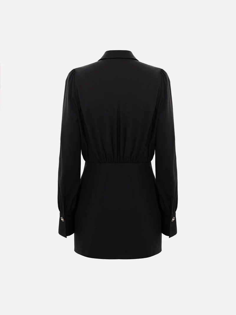Lichi Combo mini dress with accent buttons on the skirt