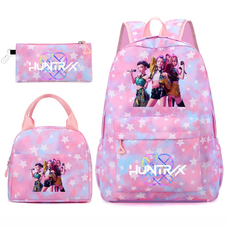 New Kpopn Witch Hunter Group Backpack Primary School Student Preppy Style School Bag Travel Backpack Three-Piece Set - Image 4
