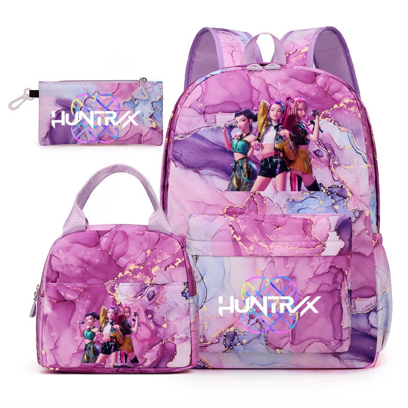 New Kpopn Witch Hunter Group Backpack Primary School Student Preppy Style School Bag Travel Backpack Three-Piece Set - Image 3