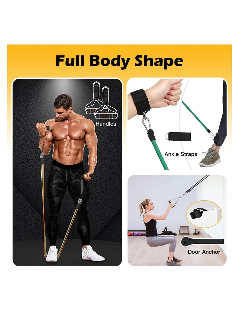 Resistance Bands Set(11pcs) ,for Men and Women- Exercise Bands with Handles, Door Anchor, Ankle Straps - Perfect for Heavy Resistance Training, Physical Therapy, Yoga, Home Workouts - Shape Your Body - Image 5