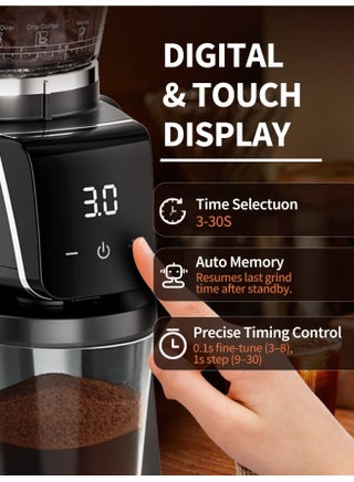 V60 Coffee Grinder Electric Conical Burr Mill 34 Grind Settings Stainless Steel Digital & Touch Display for Hand-drip Coffee Espresso Turkish V60 Coffee for Home Office Coffee Corner - view 5