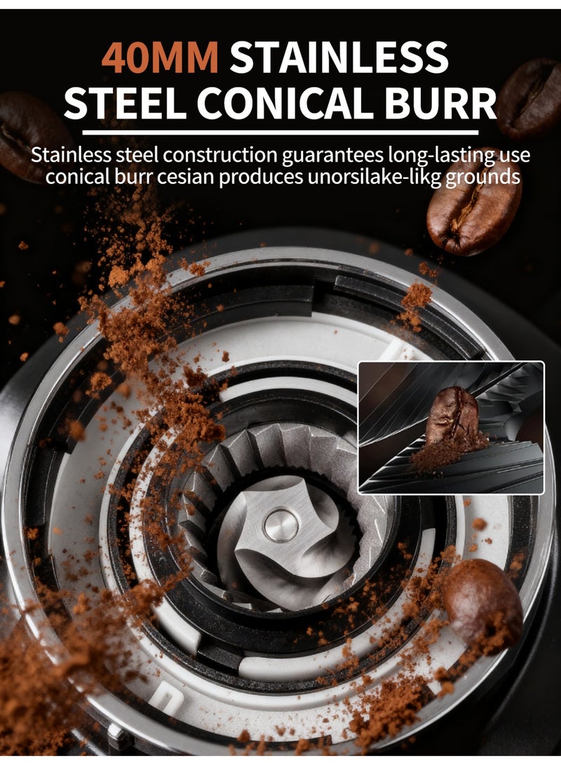 بريتيل مطحنة قهوة كهربائية مخروطية، سعة 1-8 أكواب، 34 كوبًا قابلة للتعديل، لتحضير قهوة الإسبريسو التركية V60، للاستخدام المنزلي والمكتبي، ركن القهوة - Image 3