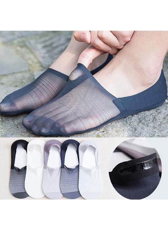 5 Pairs Invisible Ice Silk Breathable Socks, No Show Socks for Men Women,Hidden Ankle Sock,Soft Thin Low Cut Non Slip Socks for Flats Boat Sneaker Casual Invisible Short Flat Boat Line Sock，Men and Women One Size - Image 2