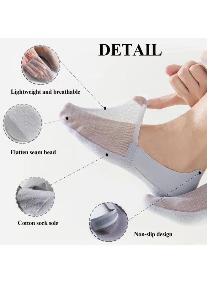 5 Pairs Invisible Ice Silk Breathable Socks, No Show Socks for Men Women,Hidden Ankle Sock,Soft Thin Low Cut Non Slip Socks for Flats Boat Sneaker Casual Invisible Short Flat Boat Line Sock，Men and Women One Size - Image 3