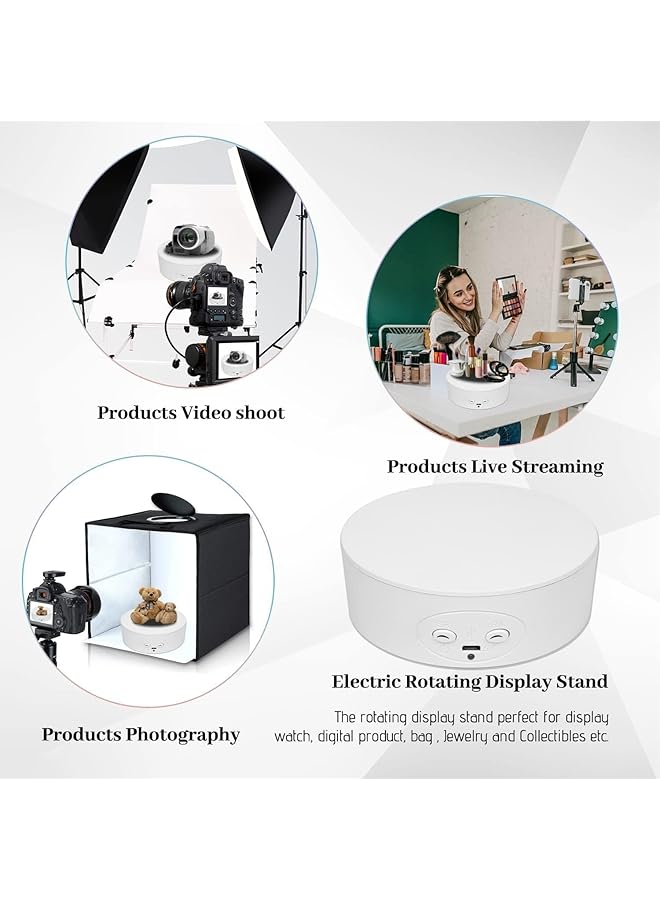 joyzzz Motorized Rotating Display Stand Rotating Display Stand 360 Electric Turntable With Usb Plug In And Battery Powered Two Modes Rotating Turntable For Photography Products Shows  - Image 2