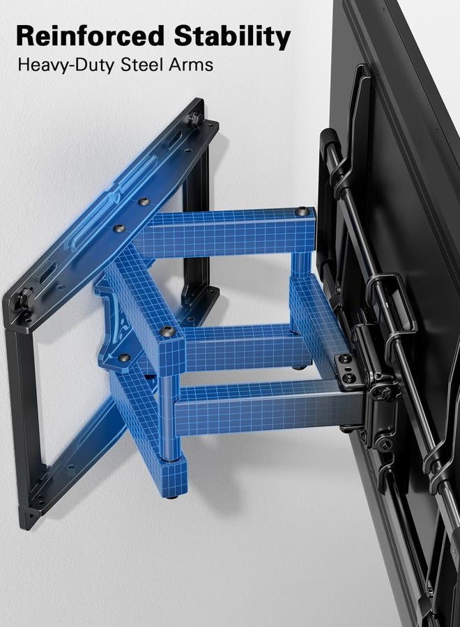 Pipishell Full Motion TV Wall Mount for 40–82 inch TVs, Swivel TV Wall Mount with Smooth Dual Arms, Wall Bracket Fits Most 55+ 65+ 75+ TVs, Max VESA 600x400mm, Fits 12″/16″ Wood Studs, up to 110 lbs - Image 3