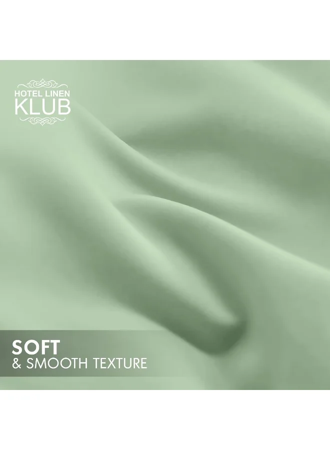 Hotel Linen Klub Hotel Linen Klub Double Duvet Cover 3PC Set - 350TC 100% Long Staple Cotton Sateen -Luxury Quality, Easy Button Closure, Size: 200x200cm + 2PC Pillow Sham 50 x 75+ 5cm, Sage Green