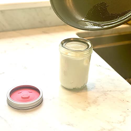 Jarware Silicone Bacon Grease Saver Mason Jar Lid With Strainer, Wide Mouth - Image 5