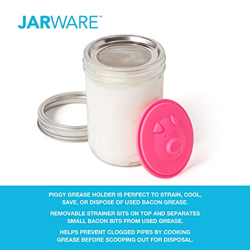 Jarware Silicone Bacon Grease Saver Mason Jar Lid With Strainer, Wide Mouth - Image 2