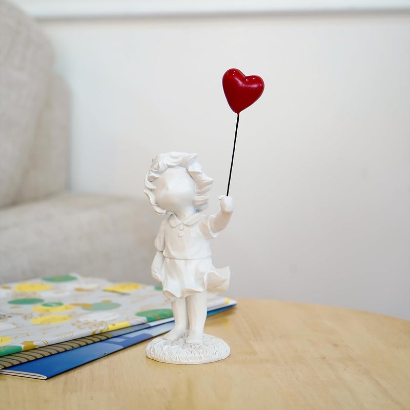 Ekhasa Girl with Balloon Show Pieces for Home Decor Living Room Decorative Items Cute Showpieces Gift Item for Decoration Center Table Tv Showcase Shelf Office Desk Interior Statue Figurines - Image 3