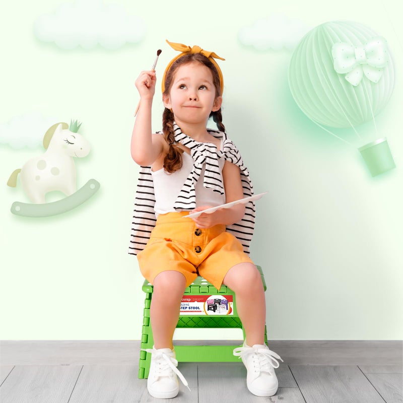 ACSTEP 9 Inch Folding Step Stool 300 LB Capacity Plastic Foldable Step Stools for Kids and Adults, Folding Stool Suitable for Kitchen, Stepping Stool with Handle Green Small Step Stool 1PC - Image 5