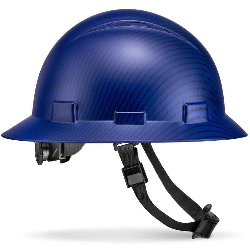 Acerpal Full Brim Non-Vented Beguiled Blue Carbon Fiber Design Matte Finish OSHA Hard Hat with 6-Point Suspension - Image 1