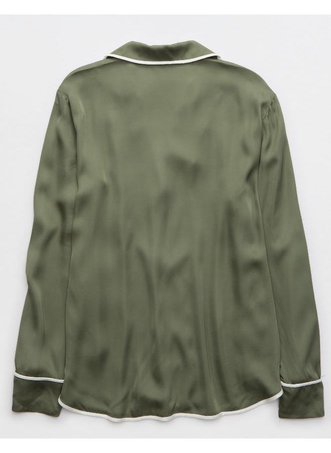 Aerie Aerie Off-Duty Satin Shirt  - Image 5