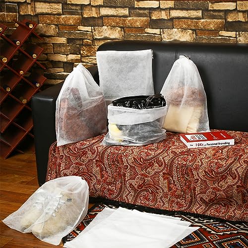 Berlune 200 Pcs Dust Bag for Purse Travel Shoe 19.7 x 15.8 Inches Non Woven Fabric Handbag Storage Organizer Breathable Dust Bag with Rope for Storing Shoes Boots, White - Image 4