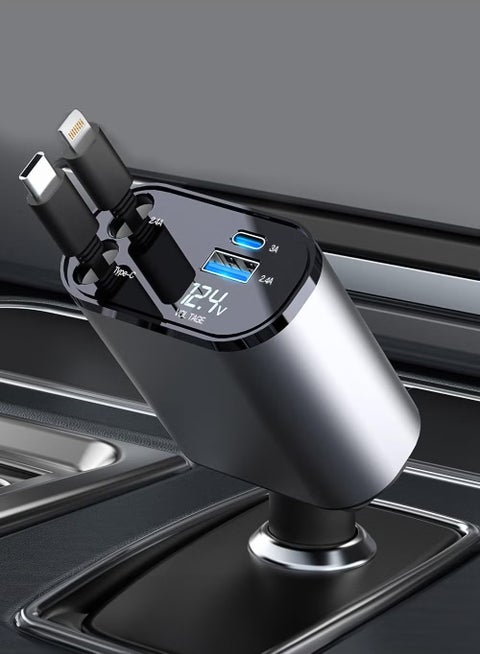 12/24V 120W Fast Car Charger with Retractable Charging Cable Fast Car Power Adapter PD20W for iPhone Type C 40W Car Bluetooth USB Charger Plug with iPhone,Samsung,Galaxy,Huawei,Xiaomi