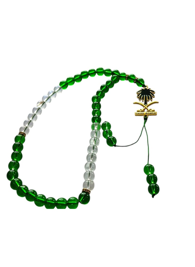 Saudi Arabia National Day Prayer Beads (Misbaha) with Palm & Swords Emblem - Image 2