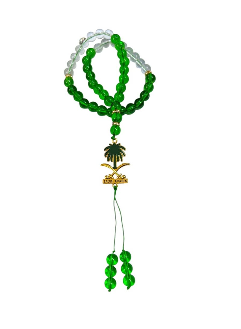 Saudi Arabia National Day Prayer Beads (Misbaha) with Palm & Swords Emblem - Image 3