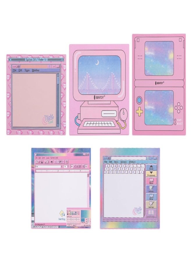 KOOBOOK Kawaii Planner Notebook Cute Memo Pads with Computer Game Shape Design Kawaii Office Supplies,5 Styles,50 Sheets/Pad - Image 1