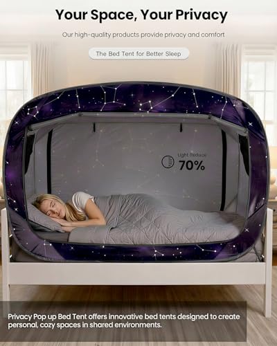 ANC POP Bed Tent Twin Bed Canopy Portable Dream Tent for Adult Indoor Sleeping Tents with 2 Doors Breathable Private Space Tents, Starry Constellation - Image 2