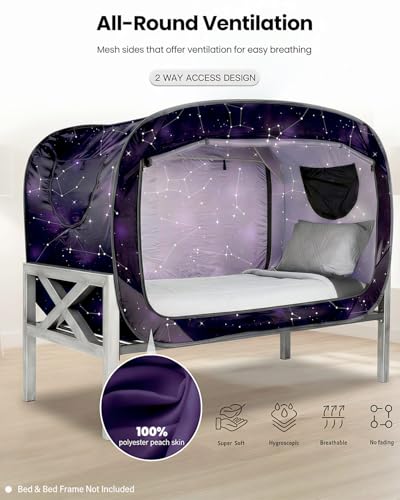 ANC POP Bed Tent Twin Bed Canopy Portable Dream Tent for Adult Indoor Sleeping Tents with 2 Doors Breathable Private Space Tents, Starry Constellation - Image 3