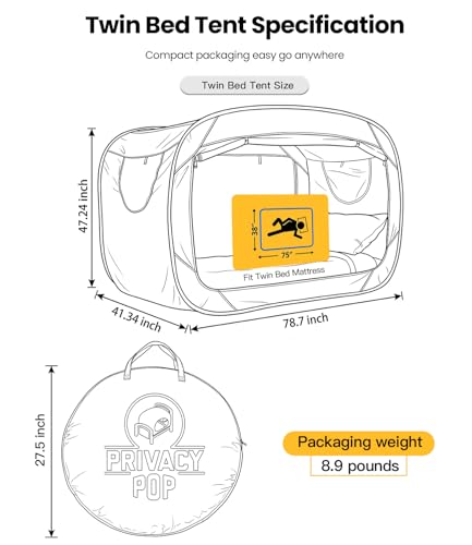 ANC POP Bed Tent Twin Bed Canopy Portable Dream Tent for Adult Indoor Sleeping Tents with 2 Doors Breathable Private Space Tents, Starry Constellation - Image 5