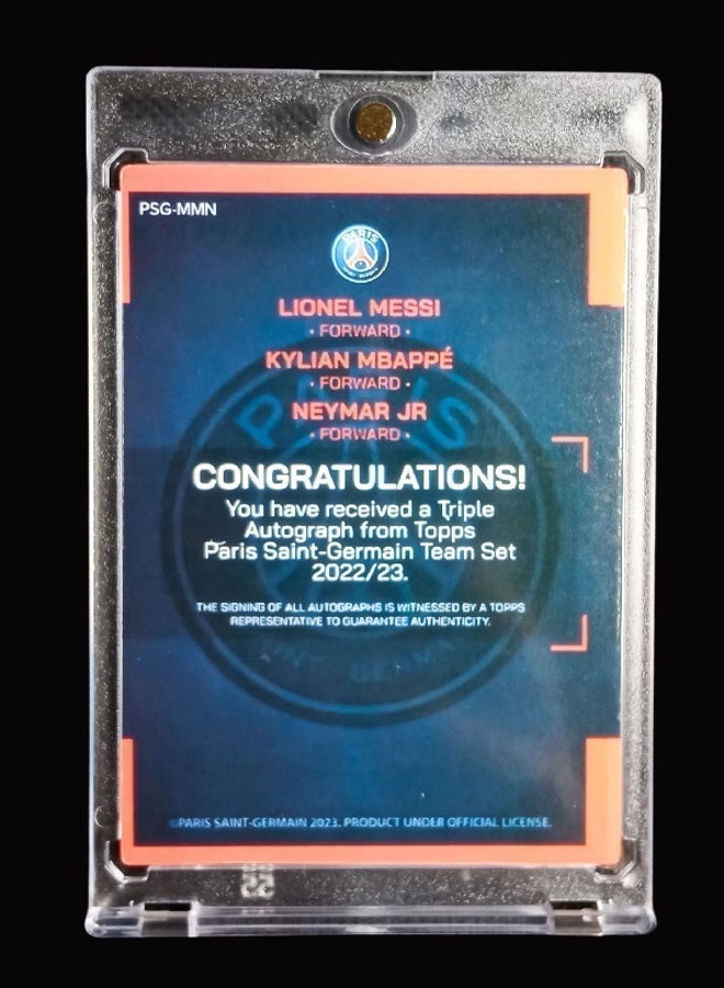 بانيني بطاقة كرة قدم بتوقيع ليونيل ميسي ونيمار وكيليان مبابي، بطاقة تداول موقعة، إصدار ريفراكتور للمجمعين، تذكارات وبطاقات رياضية لعشاق كرة القدم وهواة الجمع - Image 4