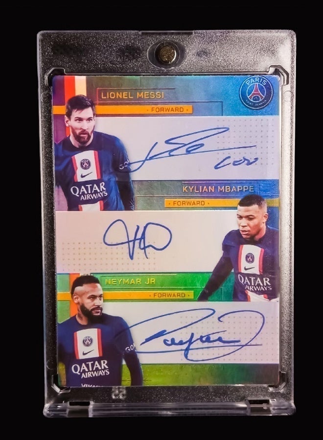 بانيني بطاقة كرة قدم بتوقيع ليونيل ميسي ونيمار وكيليان مبابي، بطاقة تداول موقعة، إصدار ريفراكتور للمجمعين، تذكارات وبطاقات رياضية لعشاق كرة القدم وهواة الجمع - Image 3