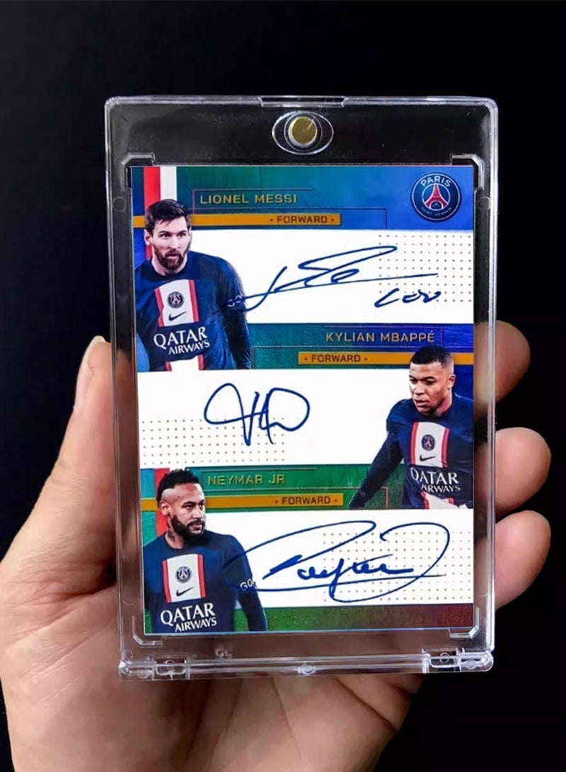 بانيني بطاقة كرة قدم بتوقيع ليونيل ميسي ونيمار وكيليان مبابي، بطاقة تداول موقعة، إصدار ريفراكتور للمجمعين، تذكارات وبطاقات رياضية لعشاق كرة القدم وهواة الجمع - Image 2