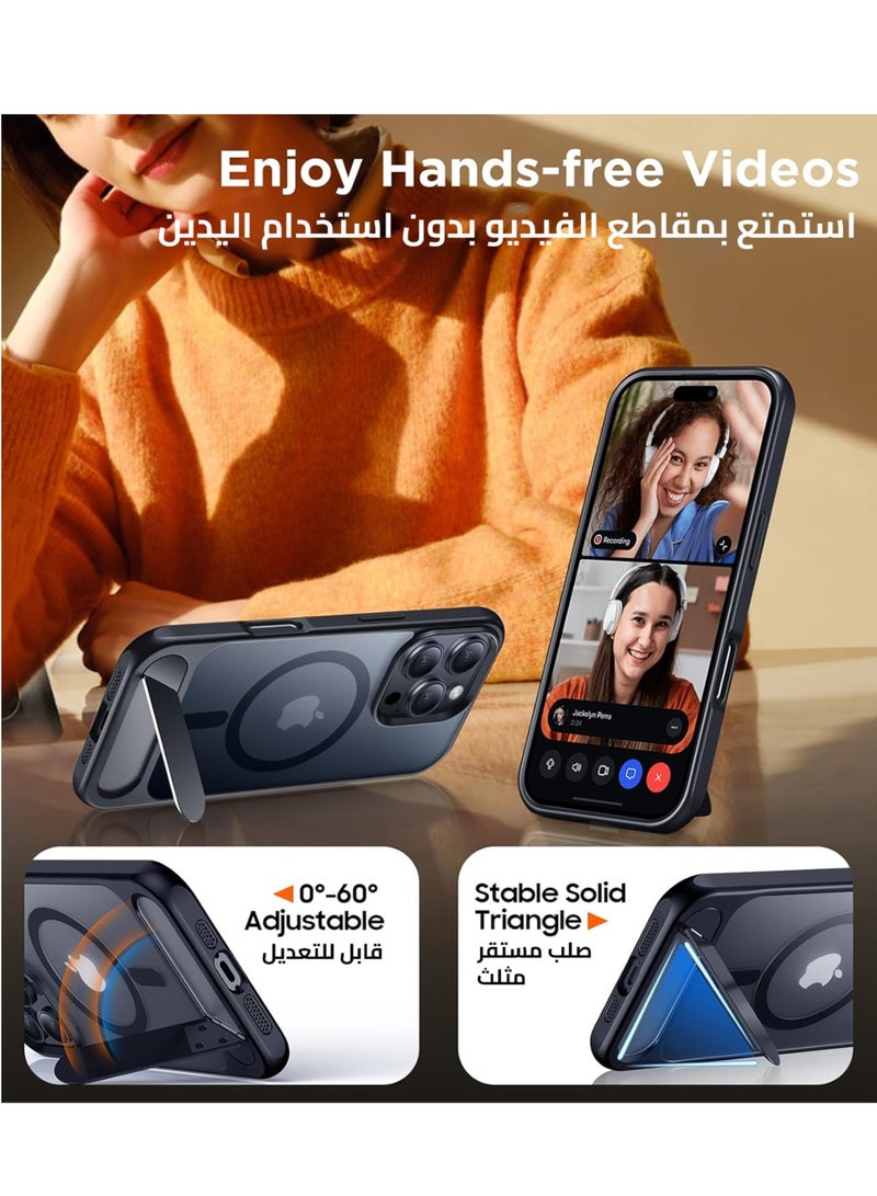 Eligo iPhone 16 Pro Max MagSafe Case, Magnetic Cover with Invisible Stand, Shockproof Protection Phone Shell, Matte Kickstand Back Cases for Apple 16 Pro Max 6.9" (2024) (Black) - Image 3