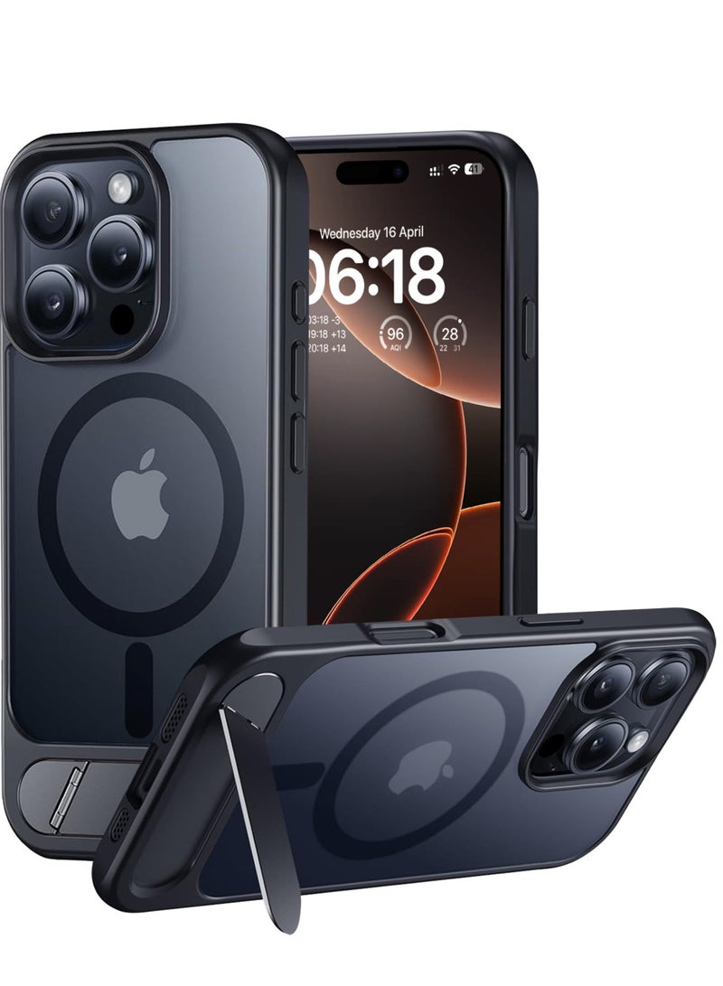 Eligo iPhone 16 Pro Max MagSafe Case, Magnetic Cover with Invisible Stand, Shockproof Protection Phone Shell, Matte Kickstand Back Cases for Apple 16 Pro Max 6.9" (2024) (Black) - Image 1