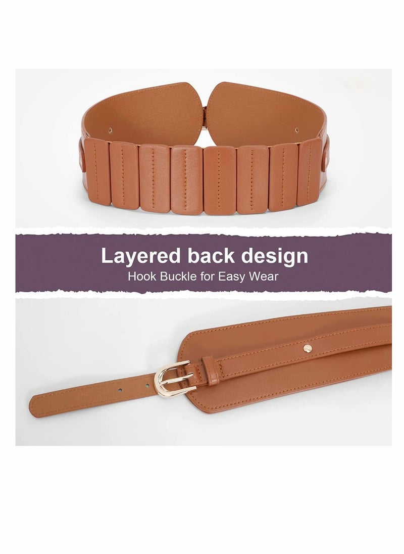 Excefore - Women's Wide Elastic Waist Belt, Ladies Stretch Cinch Belt for Dress with Fashion Layered Back - Image 1