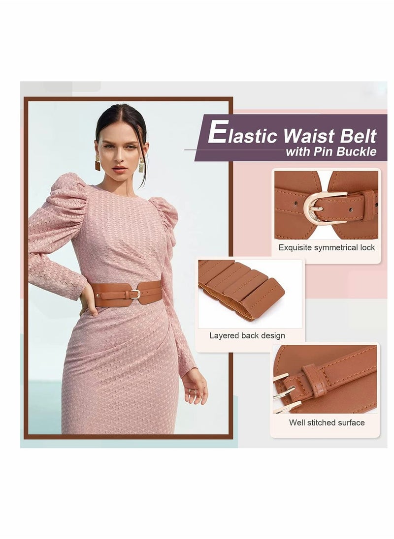 Excefore - Women's Wide Elastic Waist Belt, Ladies Stretch Cinch Belt for Dress with Fashion Layered Back - Image 1