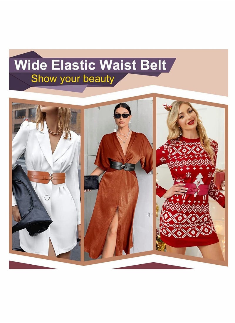 Excefore - Women's Wide Elastic Waist Belt, Ladies Stretch Cinch Belt for Dress with Fashion Layered Back - Image 1