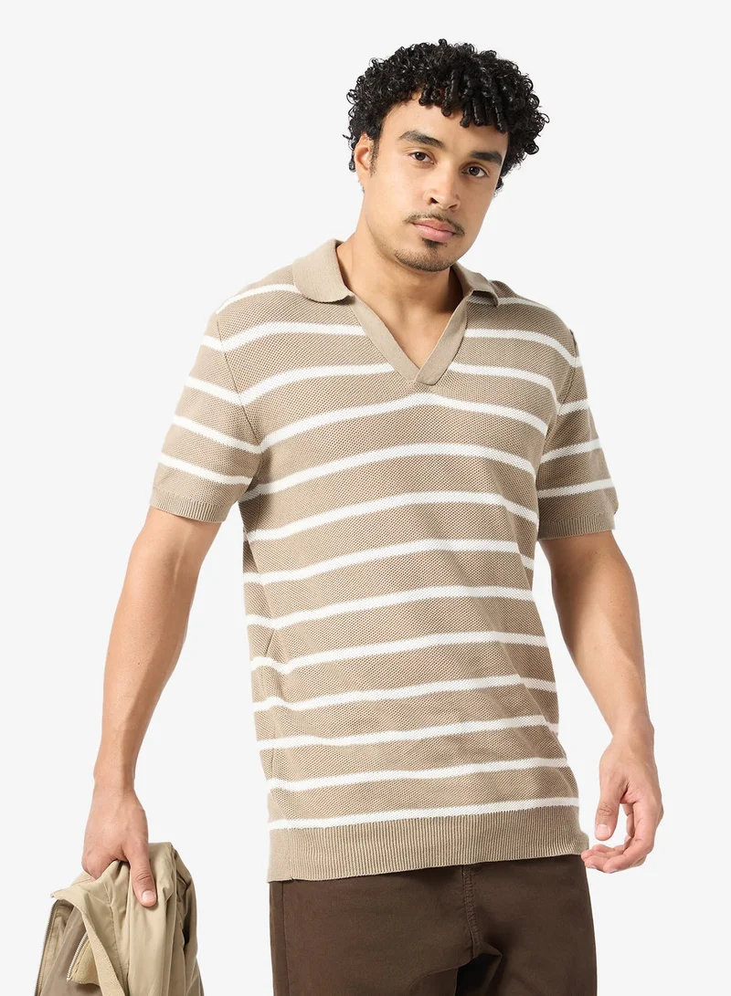 Open Collar Polo Shirt