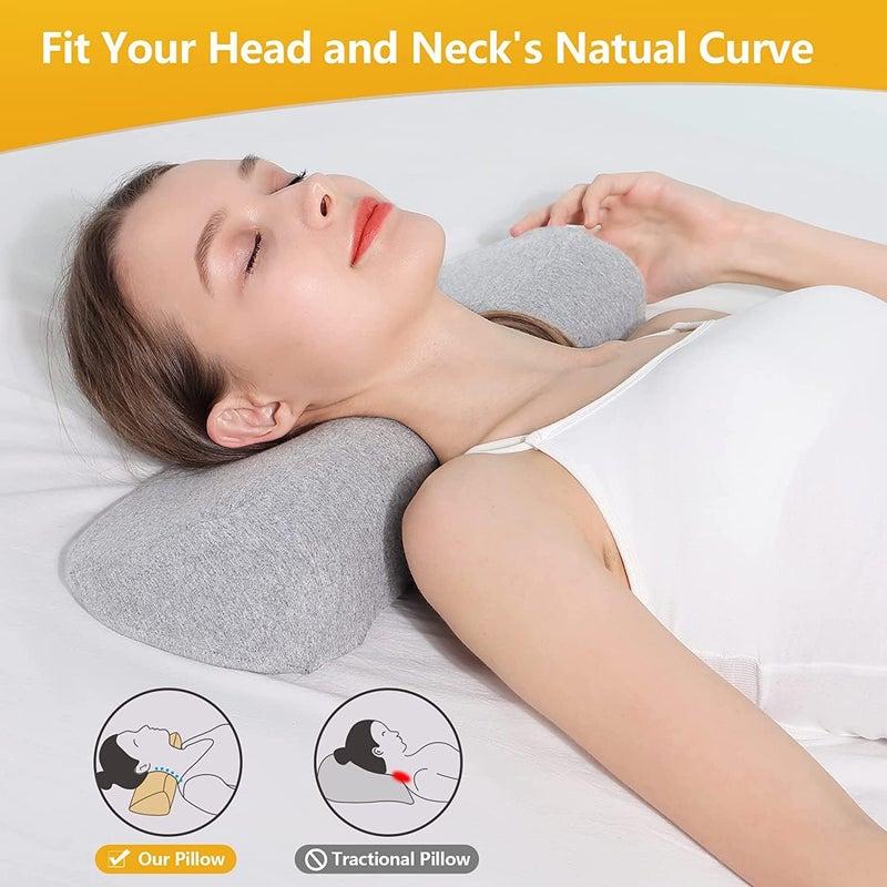 IDITRI EXPORT Cervical Neck Pillows for Pain Relief Sleeping Memory Foam Neck Bolster Pillow for Stiff Pain Relief Neck Support Pillow Neck Roll Pillow for Bed Pillow Neck Pillow Round curv - Image 2