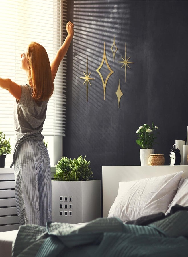 Yaocom مجموعة ياوكوم المكونة من 5 قطع من ديكورات الحائط على شكل نجوم ذهبية، بتصميم عصري من منتصف القرن، مصنوعة من المعدن، بتصميم فني عتيق، منحوتة بأسلوب منتصف القرن، تضفي لمسة من الأناقة والجمال، على شكل نجوم متفجرة، مناسبة لغرف الأطفال والمنازل والمكاتب. - Image 3