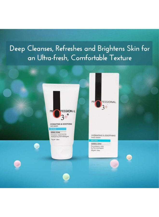 O3+ Hydrating & Soothing Face Wash with Aloe Vera and Cucumber Extracts, 50g - Image 3