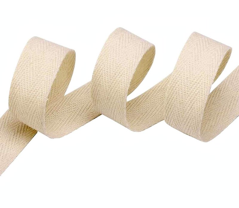Abbaoww 55 Yards Twill Tape Ribbon 1/2 Inch 100% Cotton Herringbone Webbing Tape Sewing Twill Ribbon for DIY Crafts Sewing, Natural - Image 2