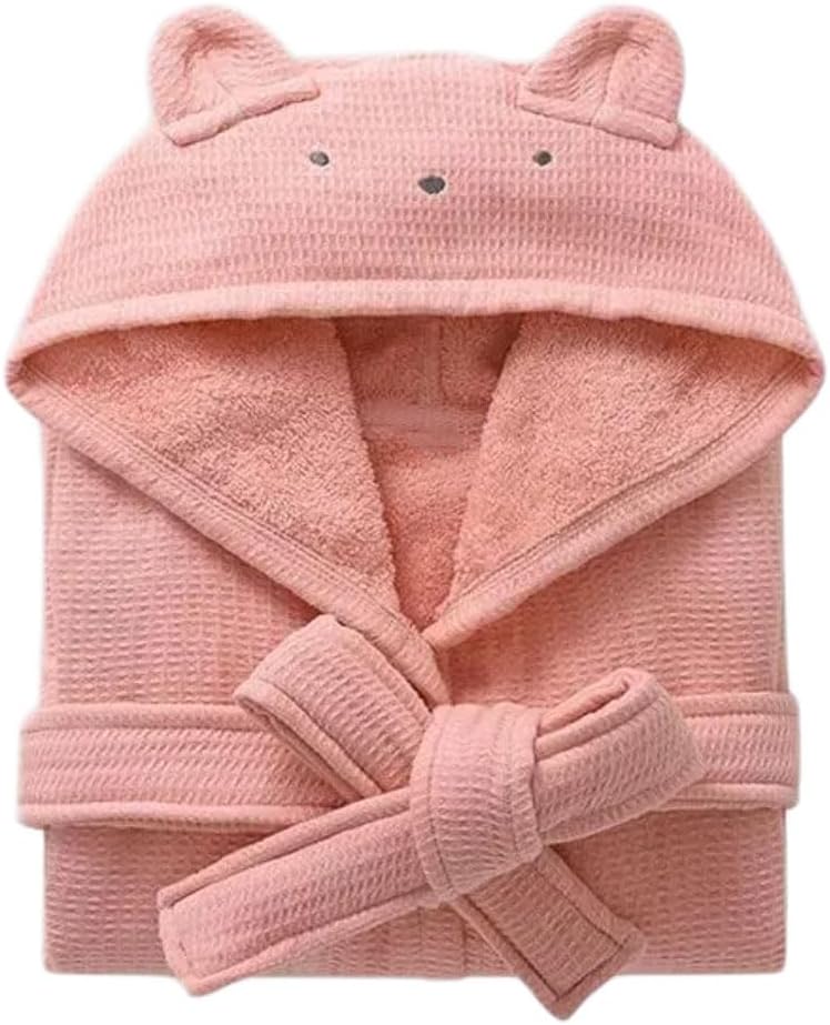 Kids Hooded Bathrobe: Pink Size L - Soft Cotton Toddler Bathrobe for Kids Spa, Morning and Post-bath Use - Image 1