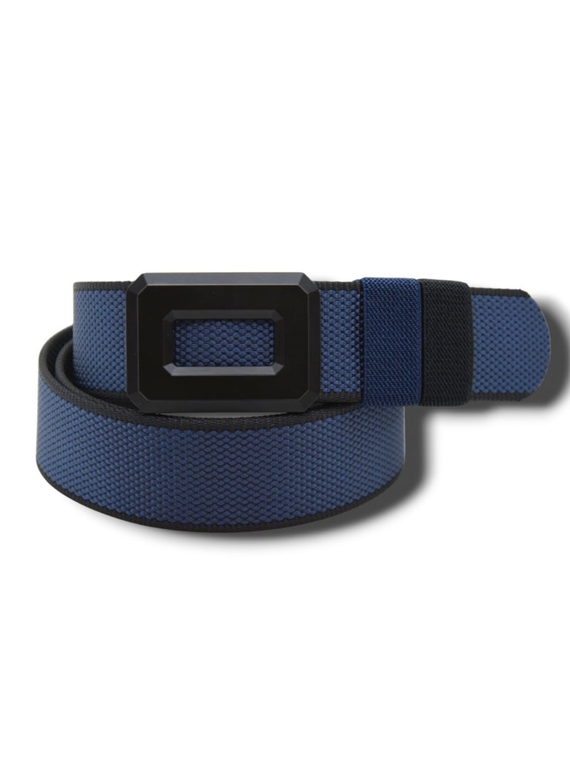 Fabric casual Double-Face belt For Men With Revirsable Buckle (Blue-Black)