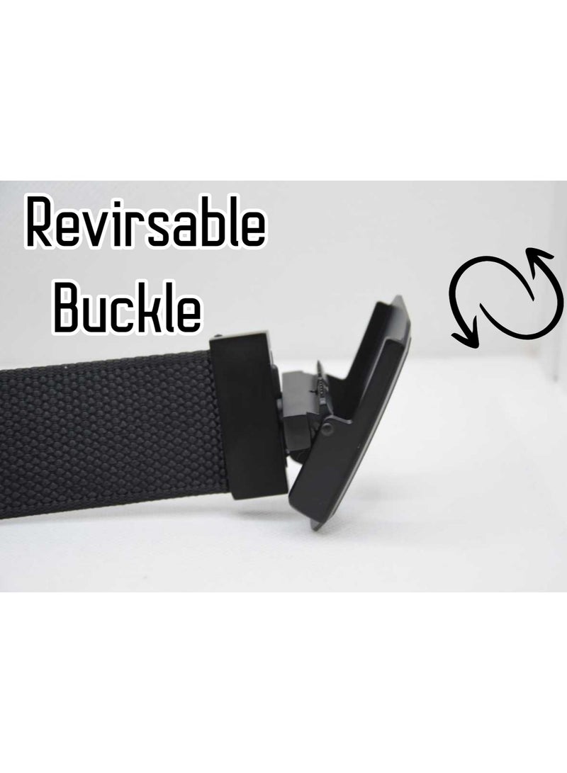 Fabric casual Double-Face belt For Men With Revirsable Buckle (Blue-Black)