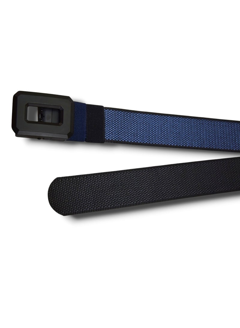 Fabric casual Double-Face belt For Men With Revirsable Buckle (Blue-Black)