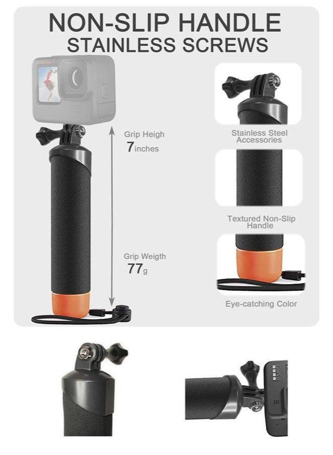 Waterproof Monopod Floating Hand Grip for Go Pro Hero 12/11/10/9/8/7/6/5/4/3 Session DJI Osmo and Other Action Cameras Stands Snorkeling Underwater Diving Selfie Pole Stick - Image 2