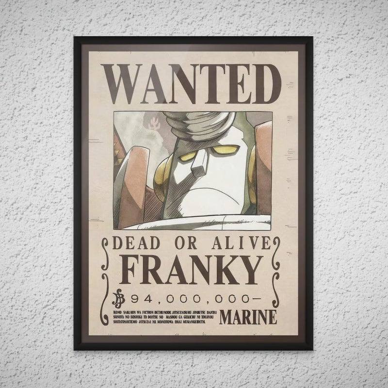 Art Decor Framed Fine Art One Piece Wanted Poster Wall Art Franky Anime Portrait Art Print Wall Décor for Bedroom Boys' Room Living Room Office Gaming Room 30x40cm - Image 1