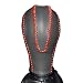 JI Loncky Black Genuine Leather Gear Shift Knob Cover for Infiniti FX35 FX37 FX50 EX35 EX37 EX25 IPLG G25 G35 G37 QX56 QX80 QX70 QX50 Q60 Q40 Automatic Accessories Red Thread - Image 2