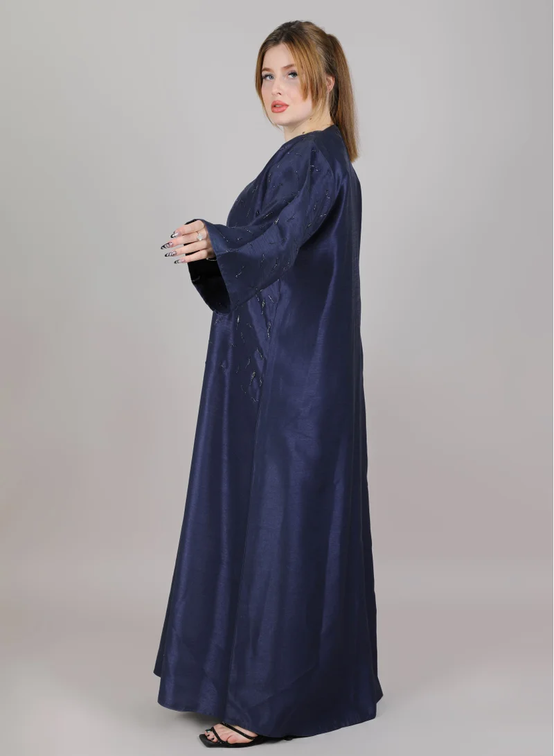 MSquare Fashion MSquare Fashion Navy Shimmer Embellished Abaya With Matching Sheila