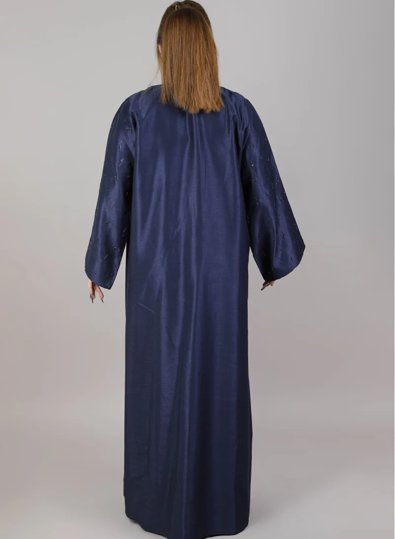 MSquare Fashion MSquare Fashion Navy Shimmer Embellished Abaya With Matching Sheila