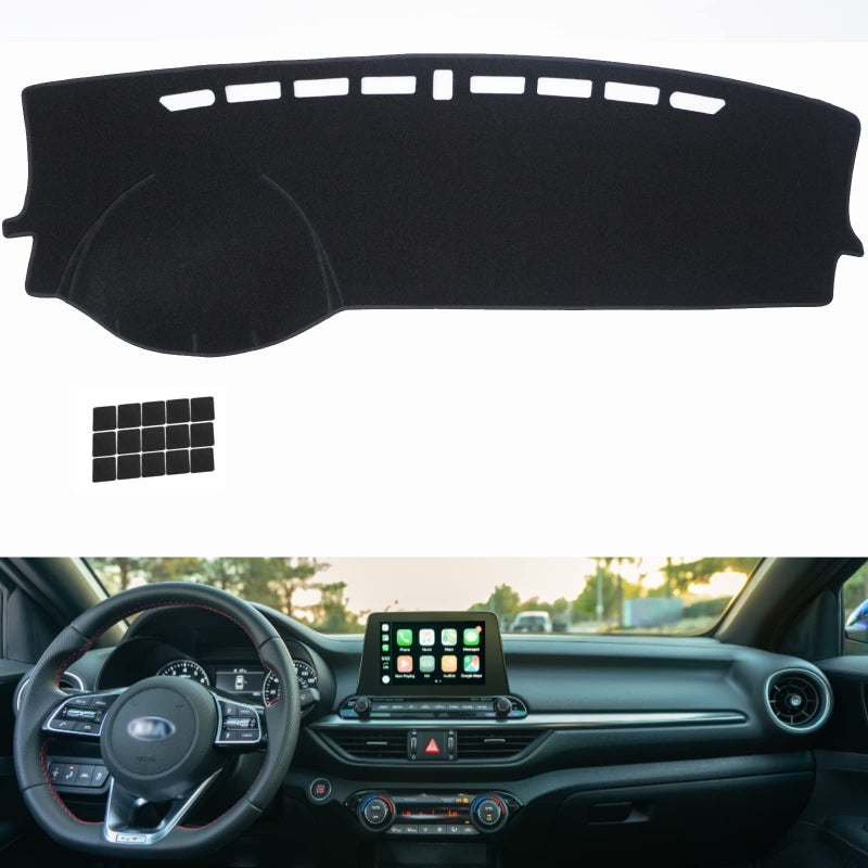 KEYOOG Dashboard Cover Dash Mat Fit for 2024 2023 2022 2021 2020 2019 KIA ForteCar Dash Board Mat AntiGlare CarpetNonSlip Pad Sunshield Protector Black