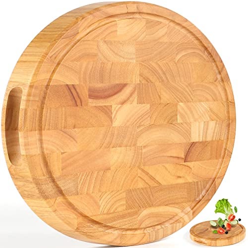 FANICHI End Grain Cutting Board, Extra Large & Thick, End Grain Built-In Compartment and Juice Canal, Heavy Duty Chopping Board, Thick Carving Board for Bread Fruits Meat (13x13 Inches) - Image 1